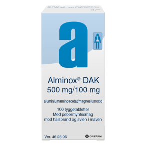 Alminox mod halsbrand 100 tyggetabletter