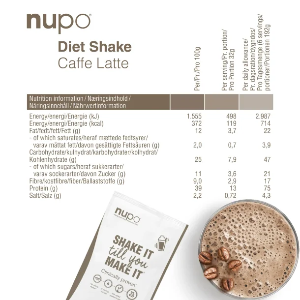 NUPO Diet Shake Caffe Latte 12 breve