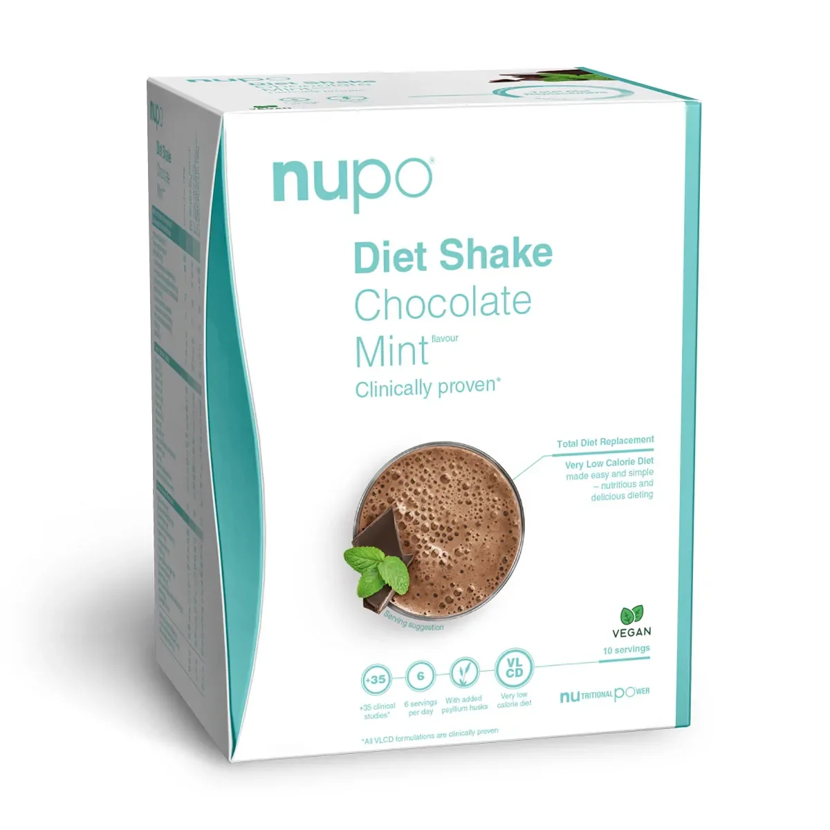 NUPO Diet Shake Chocolat Menthe – Shake Diet Shake Premium pour perdre du poids, substitut complet de repas pour perdre du poids, 10 portions, végétalien, sans gluten, sans OGM